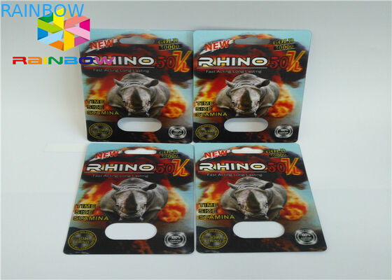 قرص های تقویت کننده مردانه بسته بندی بلیستر بسته بندی 3D Rhino Blister Card برای بسته بندی کپسول