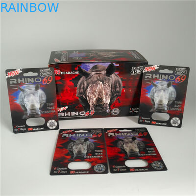 Rhino 69 Red Panther 3d کارت بسته بندی بلیستر پلاستیکی اندازه سفارشی برای کپسول مرد
