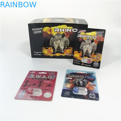 لوگو سفارشی کارت قرص بسته بندی بسته بندی برچسب های فردی Foil Rhino 3D 69 7 Panther Black
