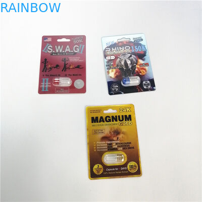 لوگو سفارشی کارت قرص بسته بندی بسته بندی برچسب های فردی Foil Rhino 3D 69 7 Panther Black