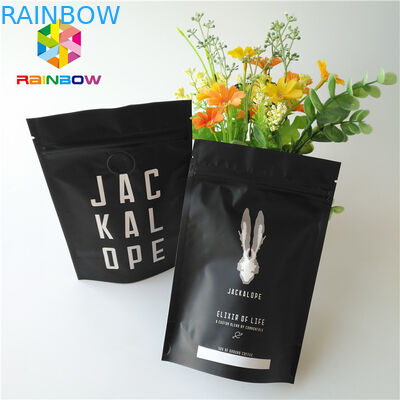 کیسه فویل فلزی مشکی مات مشکی ایستاده 2 کیسه قهوه اوز با زیپ / شیر