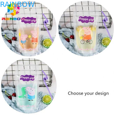 کیسه های بسته بندی مواد غذایی کیسه مواد غذایی آشامیدنی مایع شفاف FDA را با دستگیره / نی کنار هم قرار دهید