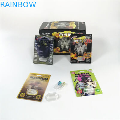 لوگوهای سفارشی قرصهای جنسی بسته بندی تاول زده شده بسته بندی کپسول تقویت کننده مرد پلنگ سیاه و سفید