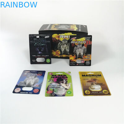 لوگوهای سفارشی قرصهای جنسی بسته بندی تاول زده شده بسته بندی کپسول تقویت کننده مرد پلنگ سیاه و سفید