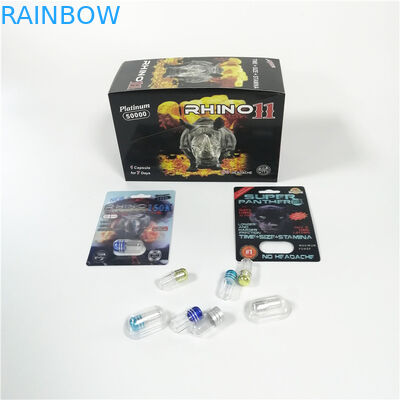 لوگوهای سفارشی قرصهای جنسی بسته بندی تاول زده شده بسته بندی کپسول تقویت کننده مرد پلنگ سیاه و سفید