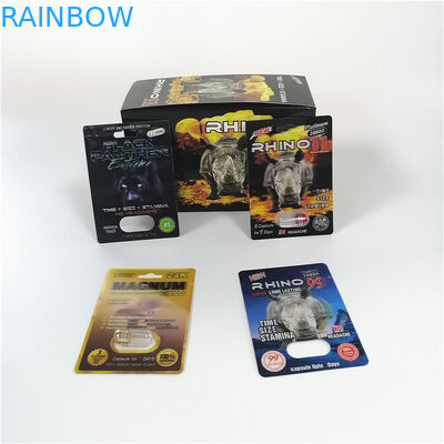 قرص های تقویت کننده جنسی بسته بندی کارتهای تاول زده شده در سری کرگدن برای بسته بندی کپسول جنسی پودر