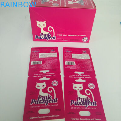 UV Effect Pink Pussycat کارتهای کاغذ بسته بندی تاول کپسول با گلوله کانتینر