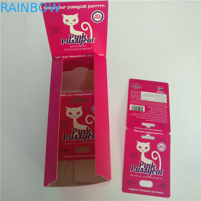 UV Effect Pink Pussycat کارتهای کاغذ بسته بندی تاول کپسول با گلوله کانتینر