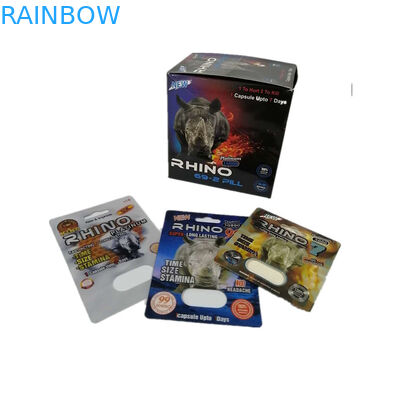 اسلاید تاول درج کارت کاغذ بسته بندی کرگدن 69 بسته قرص جنسی 3D بسته بندی اندازه سفارشی