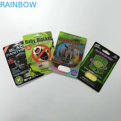 اسلاید تاول درج کارت کاغذ بسته بندی کرگدن 69 بسته قرص جنسی 3D بسته بندی اندازه سفارشی