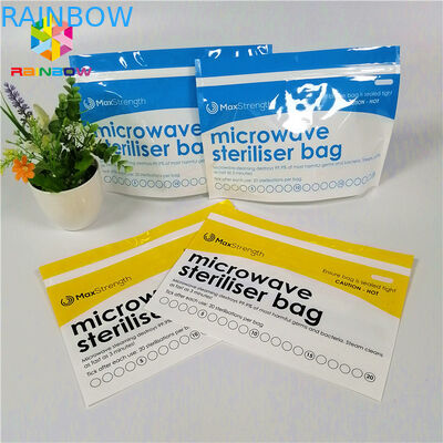 کیسه های استریل کننده مایکروویو پلاستیکی ایستاده کیسه های کیسه زیپ برای فیدر / بطری کودک