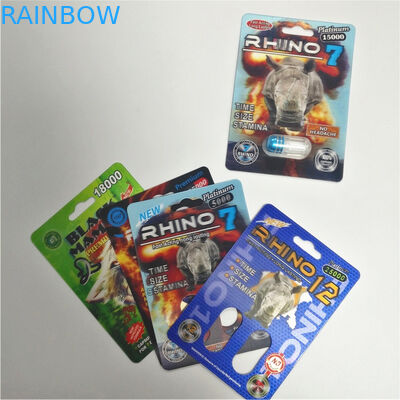 RHINO 69 قرص تقویت کننده نر و بسته بندی 3D کارت عدسی بسته بندی سازگار با محیط زیست - دوستانه