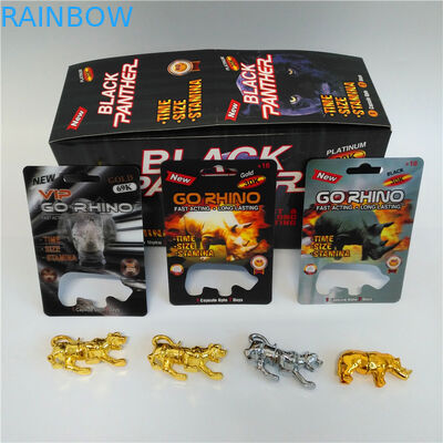 بسته بندی کارت قرص تاول مردانه Rhino Enhancement Men با بطری تاول شکل Rhino