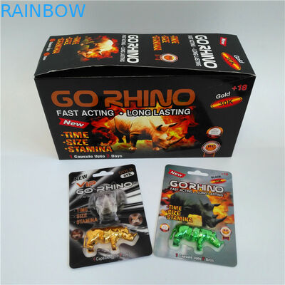 بسته بندی کارت پلاستیکی بطری قرص قرص قرص پلاستیک Go مجموعه Rhinn Gold 3D 3D