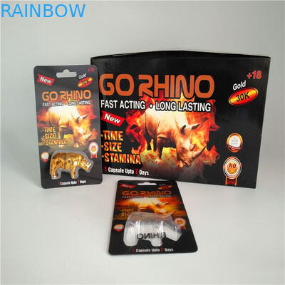 بسته بندی کارت پلاستیکی بطری قرص قرص قرص پلاستیک Go مجموعه Rhinn Gold 3D 3D