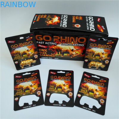 بسته بندی کارت پلاستیکی بطری قرص قرص قرص پلاستیک Go مجموعه Rhinn Gold 3D 3D