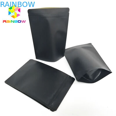 بسته بندی کیسه های کاغذ سیاه Kraft بسته بندی آرم بسته شده قفل فشرده سازی قابل حمل کیسه