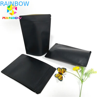 بسته بندی کیسه های کاغذ سیاه Kraft بسته بندی آرم بسته شده قفل فشرده سازی قابل حمل کیسه