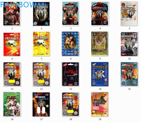 بسته بندی دوام کارت های تاول زده شده Mamba / Magnum 25k / Stiff Rox Rhino 69 جعبه کپسول قرص