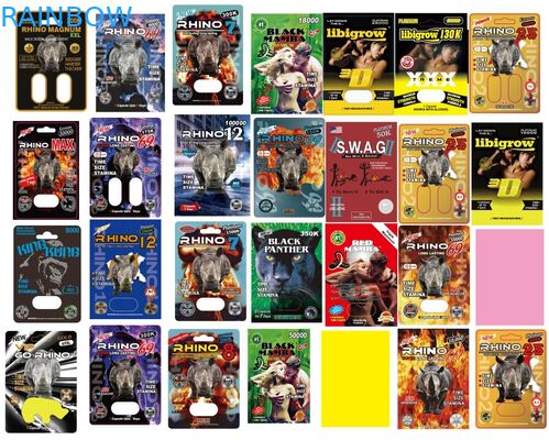 کارتهای چاپ شده تاول زده سفارشی Spar XXX Pink Stamping داغ برای کپسول تقویت نر