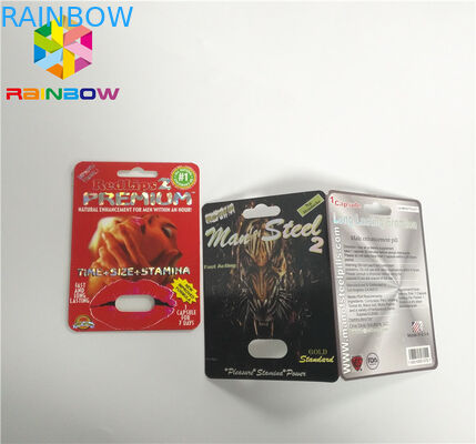 اسلاید تاول درج کارت قرص تقویت کننده مردان بسته بندی پایان 3D سطح