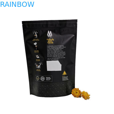 Black Stand Up Tea Packaging Pouch MOPP VMPET PE Coffee K Bag Customized Size