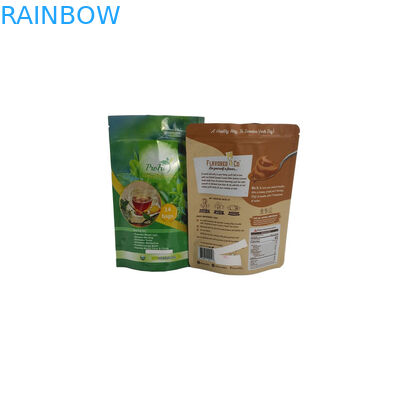 چای خوری پلاستیکی فویل آلومینیومی خالی Zipock بسته بندی قابل استفاده مجدد با گرم چای آلی سبز