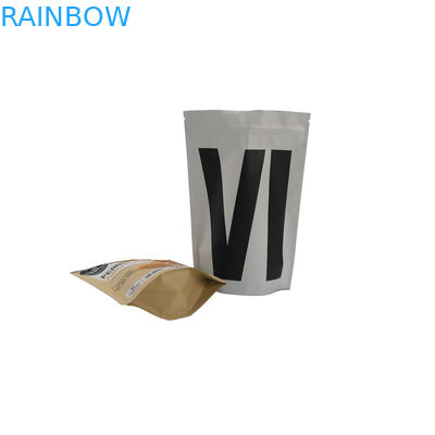 بسته بندی فویل آلومینیومی بسته بندی Ziplock Foil Pouch کیسه قهوه ایستاده در کنار کیسه قهوه ای با شیر آب شیرین کن