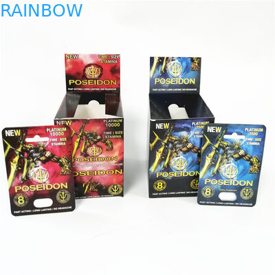 نمایش کارتهای کاغذی چاپ سفارشی تقویت کننده های مرد عملکرد جنسی جعبه کارت Poseidon