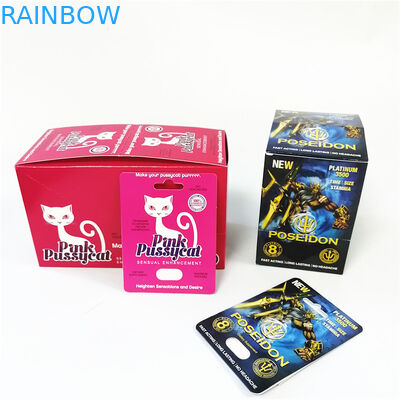 کارتهای جعبه کاغذی صورتی Pussycat نقش برجسته کارت داغ مهر زنی تقویت کننده تاول بسته بندی صفحه نمایش کارت