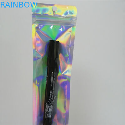 کیسه های تخت پلاستیکی هولوگرام پلاستیکی چاپ شده با زیپ برای بسته بندی قلم ابزار آرایش