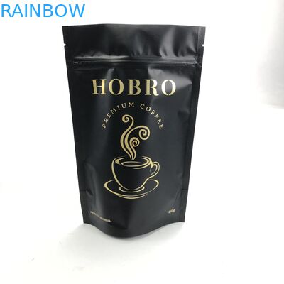 فویل آلومینیومی مات سیاه سفارشی چاپ شده 250 گرمی 1 کیلوگرمی با کیسه زیپلاک ایستاده بسته بندی کیسه دانه قهوه