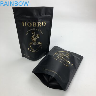 فویل آلومینیومی مات سیاه سفارشی چاپ شده 250 گرمی 1 کیلوگرمی با کیسه زیپلاک ایستاده بسته بندی کیسه دانه قهوه