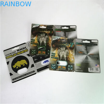 Black Panther / Mamba / Rhino V7 قرص های تقویت کننده مردانه کپسول قدرت جنسی بسته بندی کارت های تاول 3D با جعبه کاغذ