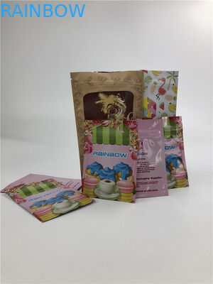 3.5 گرم پلاستیکی زیپ تخت کیسه ای آلومینیومی فویل براق سطح سه طرف مهر و موم شده برای کوکی ها / گوشت نارگیل / مهره