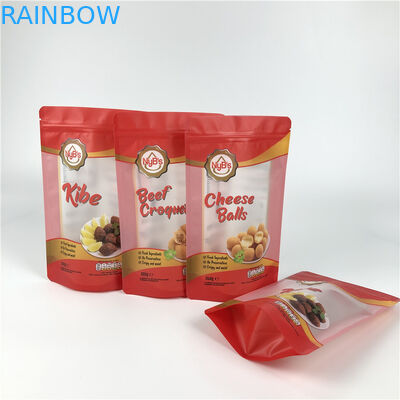 ایستاده کیسه زیپ پلاستیکی GMOPP VMPET با پنجره شفاف