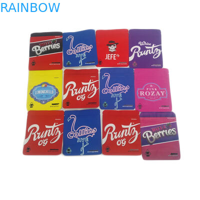 Low MOQ 500pcs نرم لمس بویایی ضد عفونی کننده مواد بسته بندی کیسه کیسه خوراکی مقاوم در برابر کودک 3.5 گرم کوکی ها کیسه Mylar سفارشی