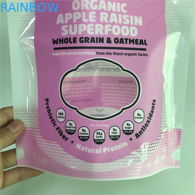 کیسه های بسته بندی ایستاده سطح براق کیف های سفارشی با پنجره برای بسته بندی مواد غذایی