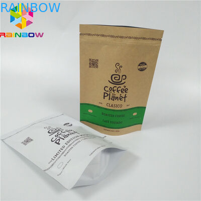 کیسه های کاغذی ایستاده با آرم سفارشی بسته بندی کیسه کاغذی کرافت قهوه ای قابل حل برای دانه های قهوه