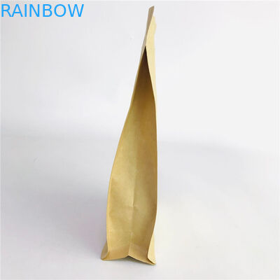 کیسه های زیست تخریب پذیر کاغذی کرافت قهوه ای مهر و موم شده چهار قلاب سفارشی پذیرفته شده با زیپ