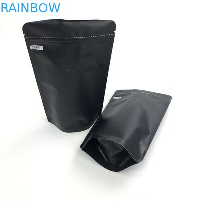 نصب شده سفارشی 250G آرم سیاه اندازه فویل آلومینیوم قابل تحمل با سوپاپ های گازسوز برای کیسه بسته بندی دانه های قهوه