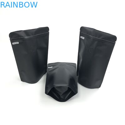 نصب شده سفارشی 250G آرم سیاه اندازه فویل آلومینیوم قابل تحمل با سوپاپ های گازسوز برای کیسه بسته بندی دانه های قهوه