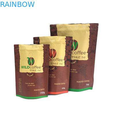 250 گرم 500 گرم 1 کیلوگرم کیسه بسته بندی زیپ ایستاده مخصوص بسته بندی زیپ برای بسته بندی قهوه