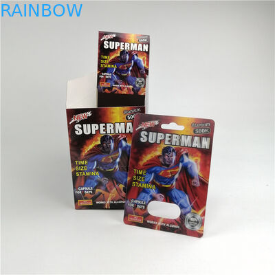 کارتهای پلاستیکی تاول 3D Superman 500k Pill Sex برای تقویت مردان