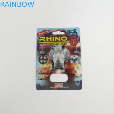 بسته بندی کارت تاول استوک Rhino 99 500K برای قرص های تقویت کننده مرد جعبه نمایش 24 عیار