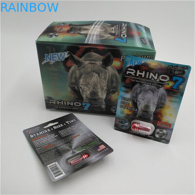 کارت ویزیت قرص جنسی Rhino کارت بسته بندی کارت 3D فروش جدید جعبه قرص جنسی Rhino 30000 موجود است