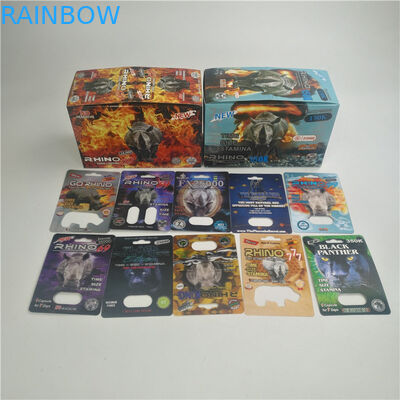 Rhino Capsule Pills 3D 9000 Rhino Blister Card Packaging CMYK