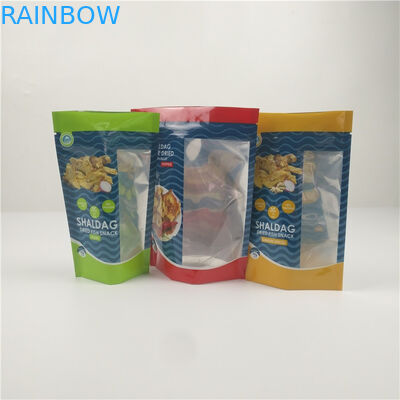 بسته بندی فویل آلومینیومی زیپ پلاستیکی ماهی خشک براق با پنجره صاف