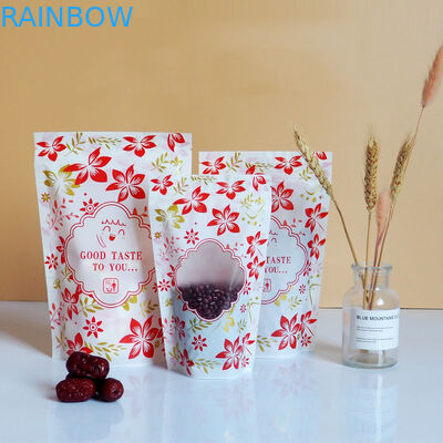 زیپ براق ایستاده پلاستیکی کیسه آرم سفارشی با پنجره