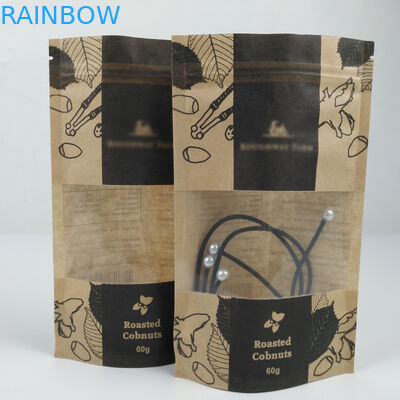 میان وعده کیسه های زیپلاک کاغذی کرافت ورقه ای چند لایه با پنجره